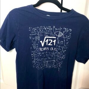Navy Blue Graphic Kids T-Shirt, Square Root of 121 years old